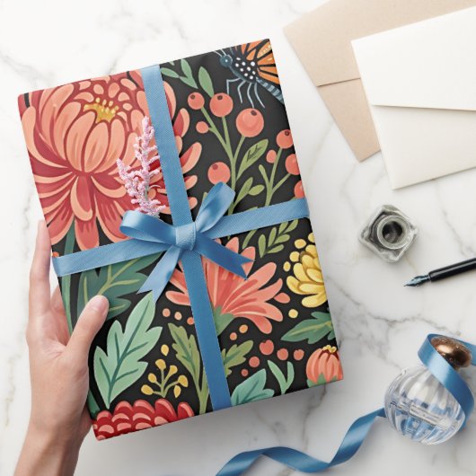 Abstracte Chrysanthemum Monarch Inpakpapier (Geschenken)