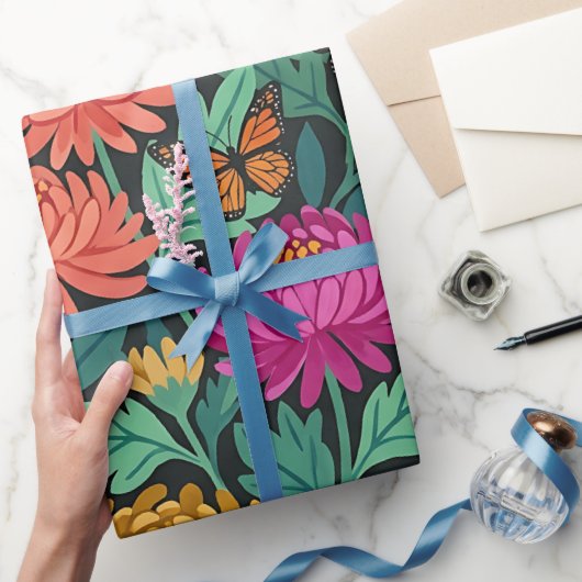 Abstracte Chrysanthemum Vlinders Inpakpapier (Geschenken)