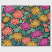 Abstracte Chrysanthemum Vlinders Inpakpapier (Vlak)