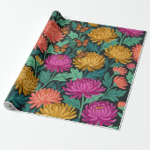 Abstracte Chrysanthemum Vlinders Inpakpapier (Uitgerold)