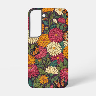 Abstracte Chrysanthemum Vlinders Samsung Hoesjes Galaxy Hoesje