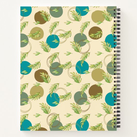 Abstracte Circles & Leaves Monogram Benoeming Notitieboek (Achterkant)