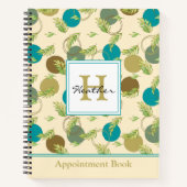Abstracte Circles & Leaves Monogram Benoeming Notitieboek (Voorkant)