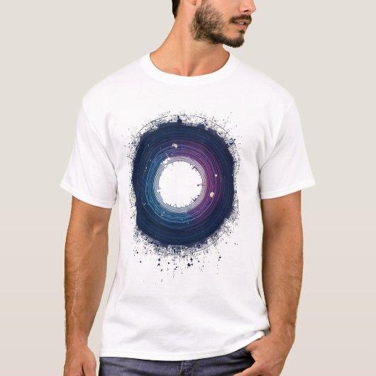 Abstracte circulaire spatkunst - moderne digitale t-shirt (Voorkant)