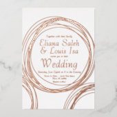 Abstracte Circular Gold Wedding geperst Folie Uitnodiging (Voorkant)