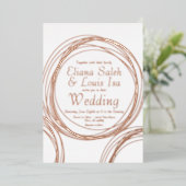 Abstracte Circular Gold Wedding geperst Folie Uitnodiging (Staand Voorkant)