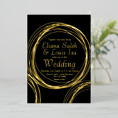 Abstracte Circular Gold Wedding geperste Folie Uit Folie Uitnodiging (Staand Voorkant)