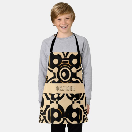 Abstracte cirkel halftoon biege geel patroon schort (Gedragen)