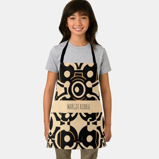 Abstracte cirkel halftoon biege geel patroon schort (Insitu)