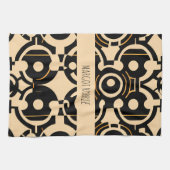 Abstracte cirkel halftoon biege geel patroon theedoek (Horizontaal)