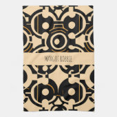 Abstracte cirkel halftoon biege geel patroon theedoek (Verticaal)