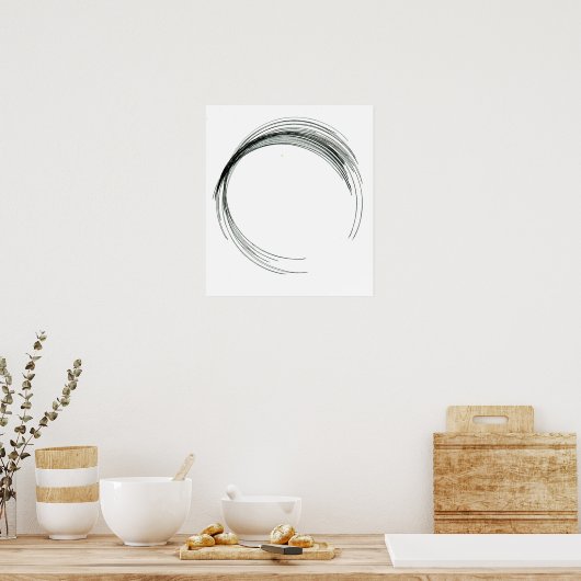 abstracte cirkel rond de zwarte witscrawmodus poster (Keuken)