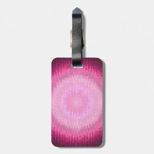 Abstracte cirkel roze vitrage texture.monogram. bagagelabel (Achterkant verticaal)
