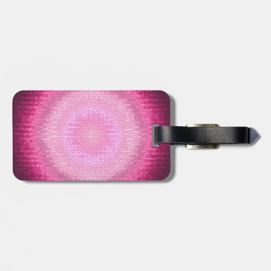 Abstracte cirkel roze vitrage texture.monogram. bagagelabel (Achterkant horizontaal)