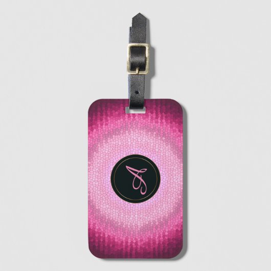 Abstracte cirkel roze vitrage texture.monogram. bagagelabel (Voorkant (verticaal))