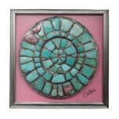 Abstracte cirkel van turquoise en roze stenen tegeltje (Voorkant)