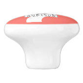 Abstracte cirkelboom en naam op levend koraal keramische knop (Zijkant)