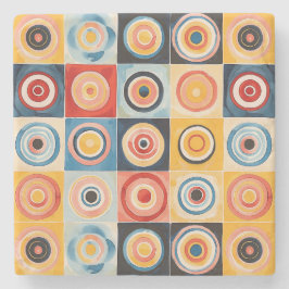 Abstracte Cirkelkunst geïnspireerd door Hilma AF K Stenen Onderzetter