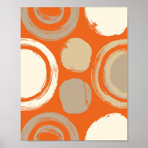 Abstracte cirkelpatronen op een oranje achtergrond poster
