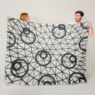 Abstracte cirkelpatroon in zwart-wit fleece deken