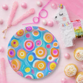 Abstracte cirkels Artisan Modern Happy Birthday Fu Papieren Bordje (Feest)