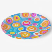 Abstracte cirkels Artisan Modern Happy Birthday Fu Papieren Bordje (Gekanteld)