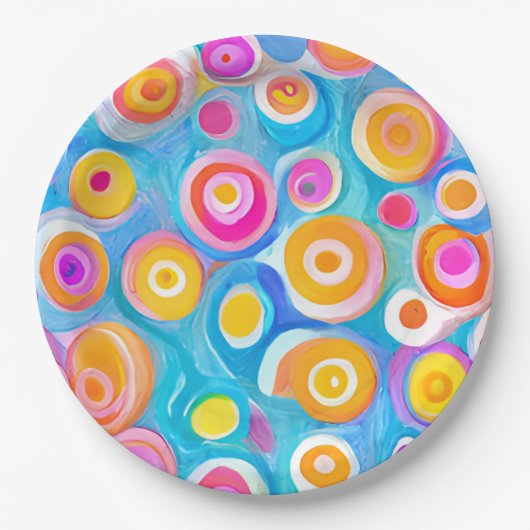 Abstracte cirkels Artisan Modern Happy Birthday Fu Papieren Bordje (Voorkant)