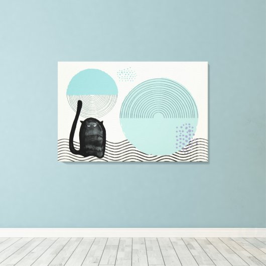Abstracte cirkels Cat 8 Canvas Print (Insitu (Houten vloer))