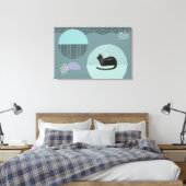 Abstracte cirkels Cat Resting Canvas Print (Insitu (Slaapkamer))
