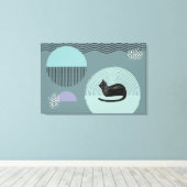 Abstracte cirkels Cat Resting Canvas Print (Insitu (Houten vloer))