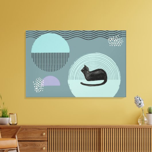 Abstracte cirkels Cat Resting Canvas Print (Insitu (Woonkamer))