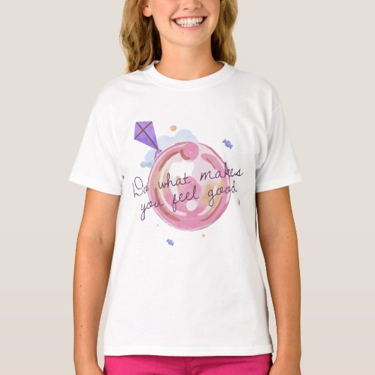 Abstracte cirkels citeren Waterverf roze T-shirt (Voorkant)