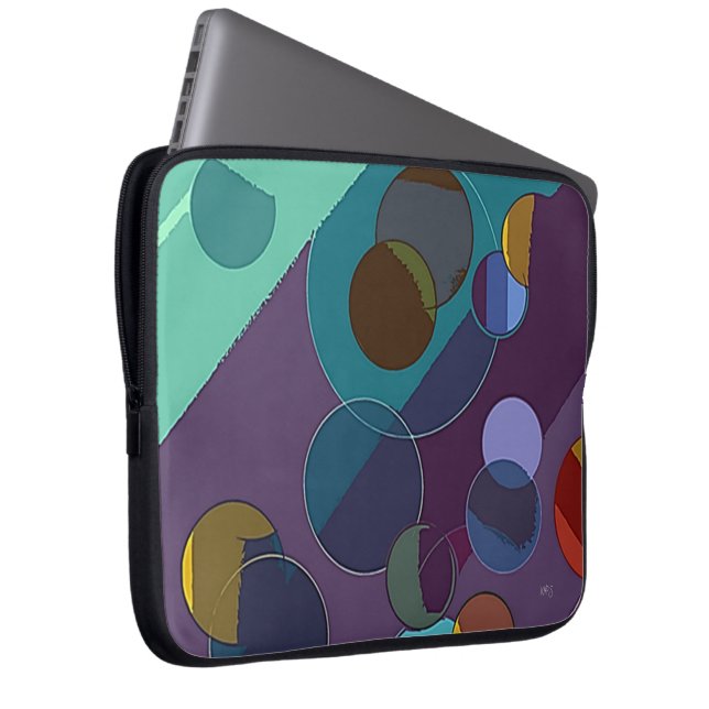 Abstracte cirkels en elektronicabag laptop sleeve (Voorkant Rechts)