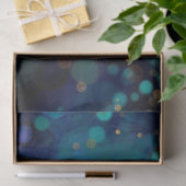 Abstracte cirkels en gouden Stippen op blauwe ontk Tissuepapier (Geschenk)