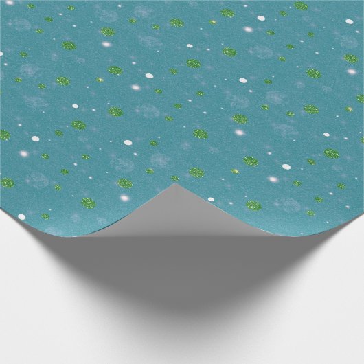 Abstracte Cirkels Glitter Goud Groen Kerst Cadeaupapier (Hoek)