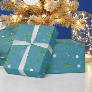 Abstracte Cirkels Glitter Goud Groen Kerstmis Cadeaupapier
