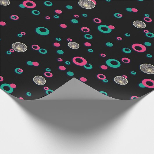 Abstracte Cirkels Glitter Goud Groen Roze Kerst Cadeaupapier (Hoek)