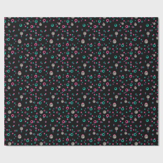 Abstracte Cirkels Glitter Goud Groen Roze Kerst Cadeaupapier (Vlak)