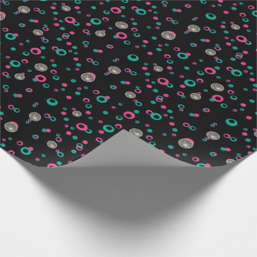 Abstracte Cirkels Glitter Goud Groen Roze Kerst Cadeaupapier (Hoek)