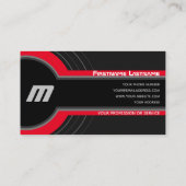 Abstracte cirkels grijze rode tinten elegant zwart visitekaartje (Achterkant)