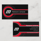 Abstracte cirkels grijze rode tinten elegant zwart visitekaartje (Voorkant / Achterkant)