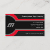 Abstracte cirkels grijze rode tinten elegant zwart visitekaartje (Achterkant)