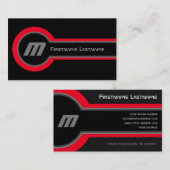 Abstracte cirkels grijze rode tinten elegant zwart visitekaartje (Voorkant / Achterkant)