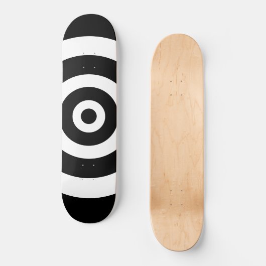 Abstracte cirkels in zwart-wit skateboard (Voorkant)