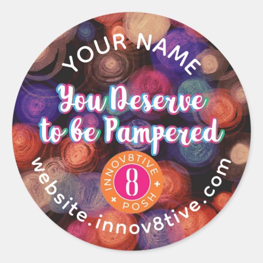 Abstracte cirkels Innov8Posh label (Voorkant)