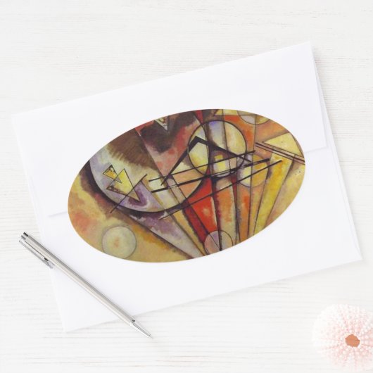 Abstracte cirkels Kandinsky Ovale Sticker (Envelop)