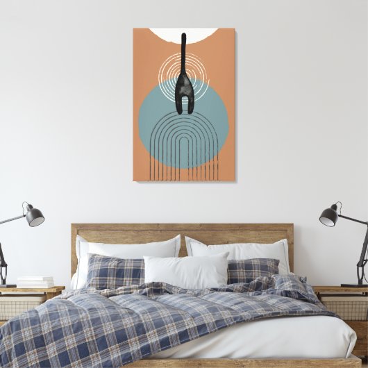 Abstracte cirkels Kat achter Canvas Print (Insitu (Slaapkamer))