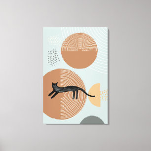Abstracte cirkels Kat springen Verticaal canvas af Afdruk