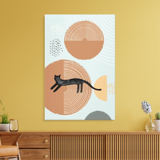 Abstracte cirkels Kat springen Verticaal Canvas Pr (Insitu (Woonkamer))