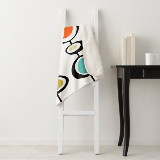 Abstracte cirkels medio eeuw Moderne Throwback Sherpa Deken (In situ)